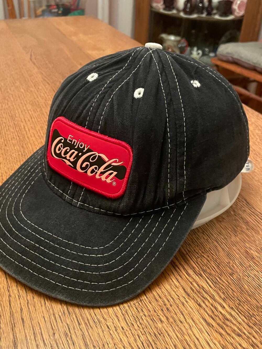 Vintage Coca Cola Black with Patch Snapback Baseball Hat Cap made in the USA